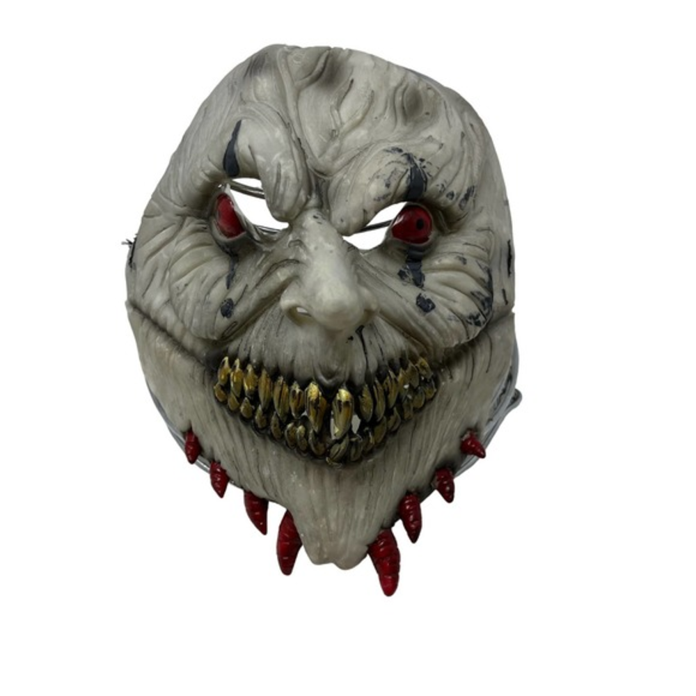 Adult Halloween Face Mask. Scary Costume. Demon Mask. Gray Mask‎ Red Eyes